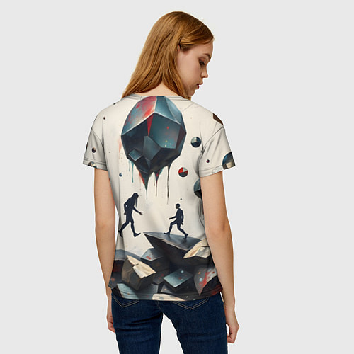 Женская футболка Сюрреалистичные люди и камни / 3D-принт – фото 4