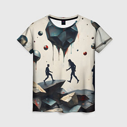 Женская футболка Сюрреалистичные люди и камни
