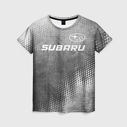 Женская футболка Subaru - grey gradient посередине