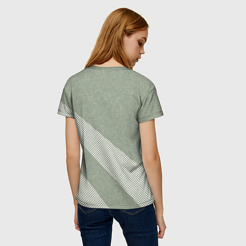 Женская футболка Светлый серо-зелёный абстрактный / 3D-принт – фото 4
