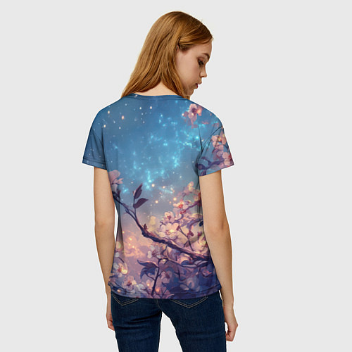 Женская футболка Сова на фоне ночного неба / 3D-принт – фото 4