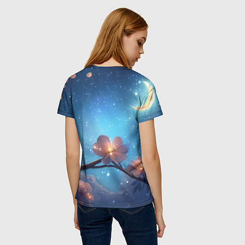 Женская футболка Сова на фоне ночного неба / 3D-принт – фото 4