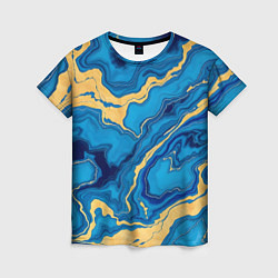 Футболка женская Синий мрамор с золотом, цвет: 3D-принт