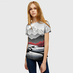 Футболка женская Белые горы и красные деревья, цвет: 3D-принт — фото 2