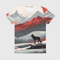 Футболка женская Лиса и красные горы, цвет: 3D-принт
