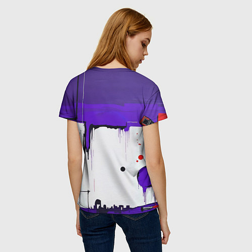 Женская футболка Пурпурный зловещий череп / 3D-принт – фото 4