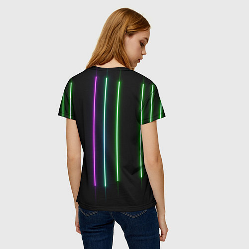 Женская футболка Neon stripes / 3D-принт – фото 4