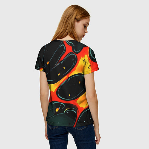 Женская футболка Оранжевые разломы текстура / 3D-принт – фото 4