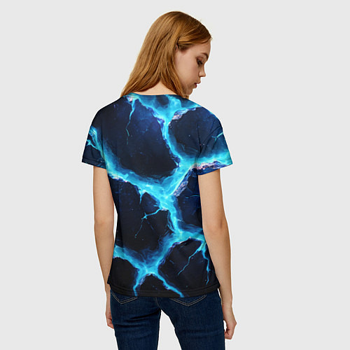 Женская футболка Голубая потертая текстура с разломом / 3D-принт – фото 4