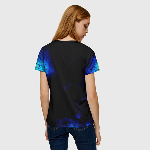 Женская футболка Ведьмак лого синие краски / 3D-принт – фото 4
