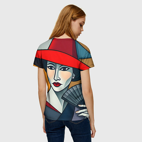 Женская футболка Дама с веером / 3D-принт – фото 4