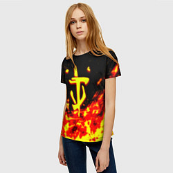 Футболка женская Doom огненное лого, цвет: 3D-принт — фото 2