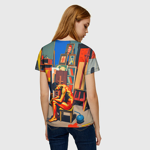Женская футболка Художник в мастерской / 3D-принт – фото 4