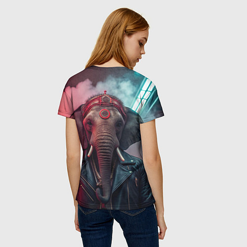 Женская футболка Cyberpunk elephant / 3D-принт – фото 4