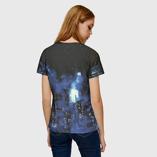 Женская футболка Бэтмен синий город / 3D-принт – фото 4