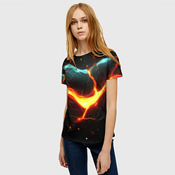 Футболка женская Лава в черной текстуре, цвет: 3D-принт — фото 2