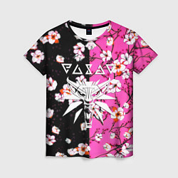 Футболка женская Ведьмак паттерн сакура, цвет: 3D-принт