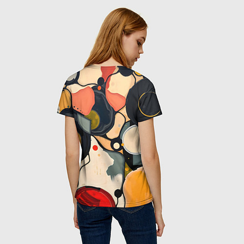 Женская футболка Абстракция с кругами и краской / 3D-принт – фото 4