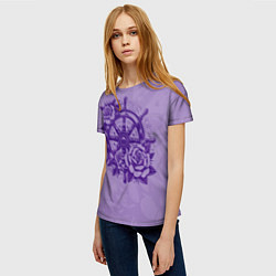 Футболка женская Штурвал в розах, цвет: 3D-принт — фото 2
