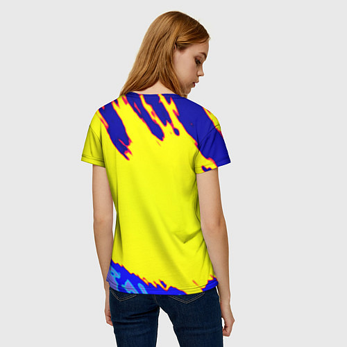 Женская футболка Cyberpunk краски неоновые / 3D-принт – фото 4