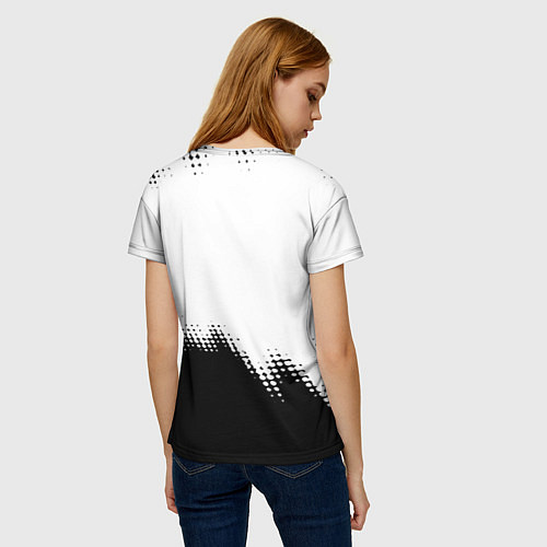 Женская футболка Monster energy чёрно белые краски / 3D-принт – фото 4