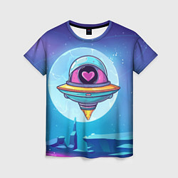 Футболка женская Нло с сердечком внутри, цвет: 3D-принт