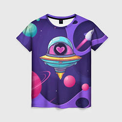 Футболка женская Летающая тарелка с сердцем, цвет: 3D-принт