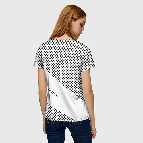 Женская футболка Sport чёрно-белый с полосой / 3D-принт – фото 4