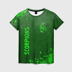 Женская футболка Scorpions - green gradient вертикально