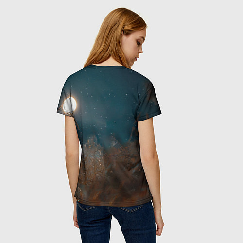Женская футболка Юрий Хой на фоне луны / 3D-принт – фото 4