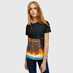 Футболка женская Хоккейные ворота в огне, цвет: 3D-принт — фото 2