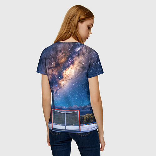 Женская футболка Хоккейные ворота в ночи / 3D-принт – фото 4