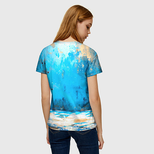 Женская футболка Боец айкидо на синем / 3D-принт – фото 4