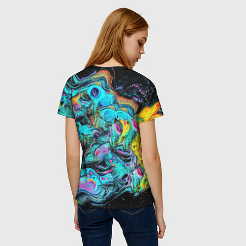 Женская футболка Абстрактная морда льва - яркие психоделические цве / 3D-принт – фото 4