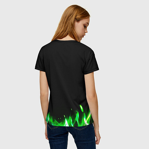 Женская футболка Сектор газа зеленый огонь / 3D-принт – фото 4