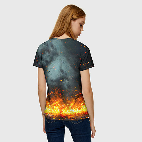 Женская футболка Кунг-фу боец в огне / 3D-принт – фото 4