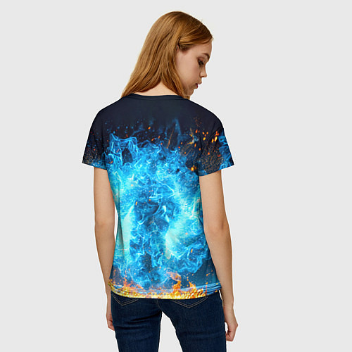 Женская футболка Дзюдоист в синем пламени / 3D-принт – фото 4