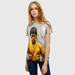 Футболка женская Брюс Ли на сером, цвет: 3D-принт — фото 2