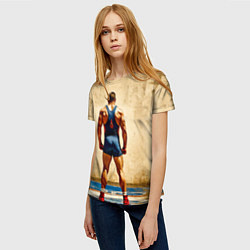 Футболка женская Греко-римский борец на бежевом, цвет: 3D-принт — фото 2