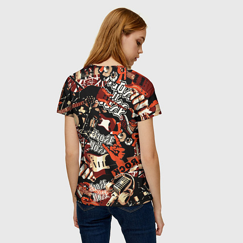 Женская футболка Кукрыниксы на фоне электрогитар / 3D-принт – фото 4