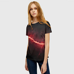 Футболка женская Красная линия - молния, цвет: 3D-принт — фото 2