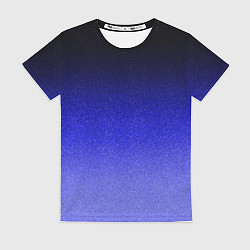Футболка женская Градиент индиго из чёрно в синий текстура крошка, цвет: 3D-принт