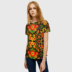 Футболка женская Русская хохломская роспись, цвет: 3D-принт — фото 2