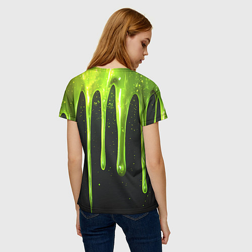 Женская футболка Слизь зеленая текстура / 3D-принт – фото 4