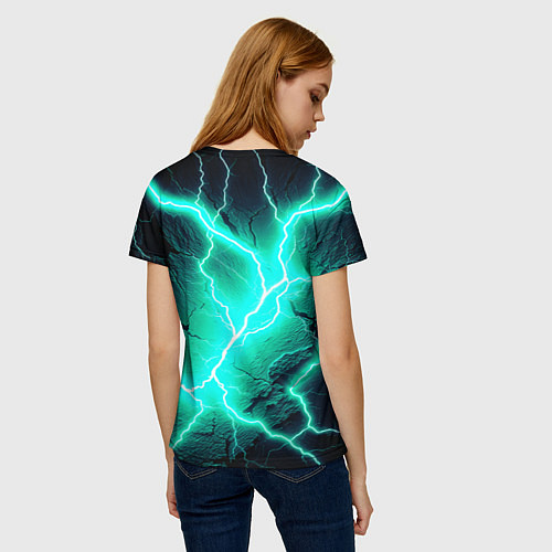 Женская футболка Color light blue black / 3D-принт – фото 4