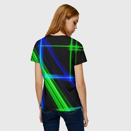 Женская футболка Color blue black green / 3D-принт – фото 4