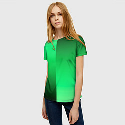 Футболка женская Чёрно-зелёный градиент пополам, цвет: 3D-принт — фото 2