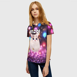 Футболка женская Inzoi кошечка и логотип, цвет: 3D-принт — фото 2