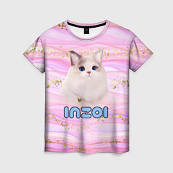Женская футболка Inzoi розовый фон с золотинками