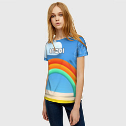Футболка женская Inzoi объемная радуга и облака, цвет: 3D-принт — фото 2